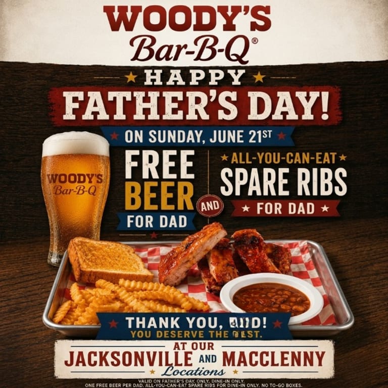 Woody’s Father’s Day: Free Beer & AYCE Ribs!
