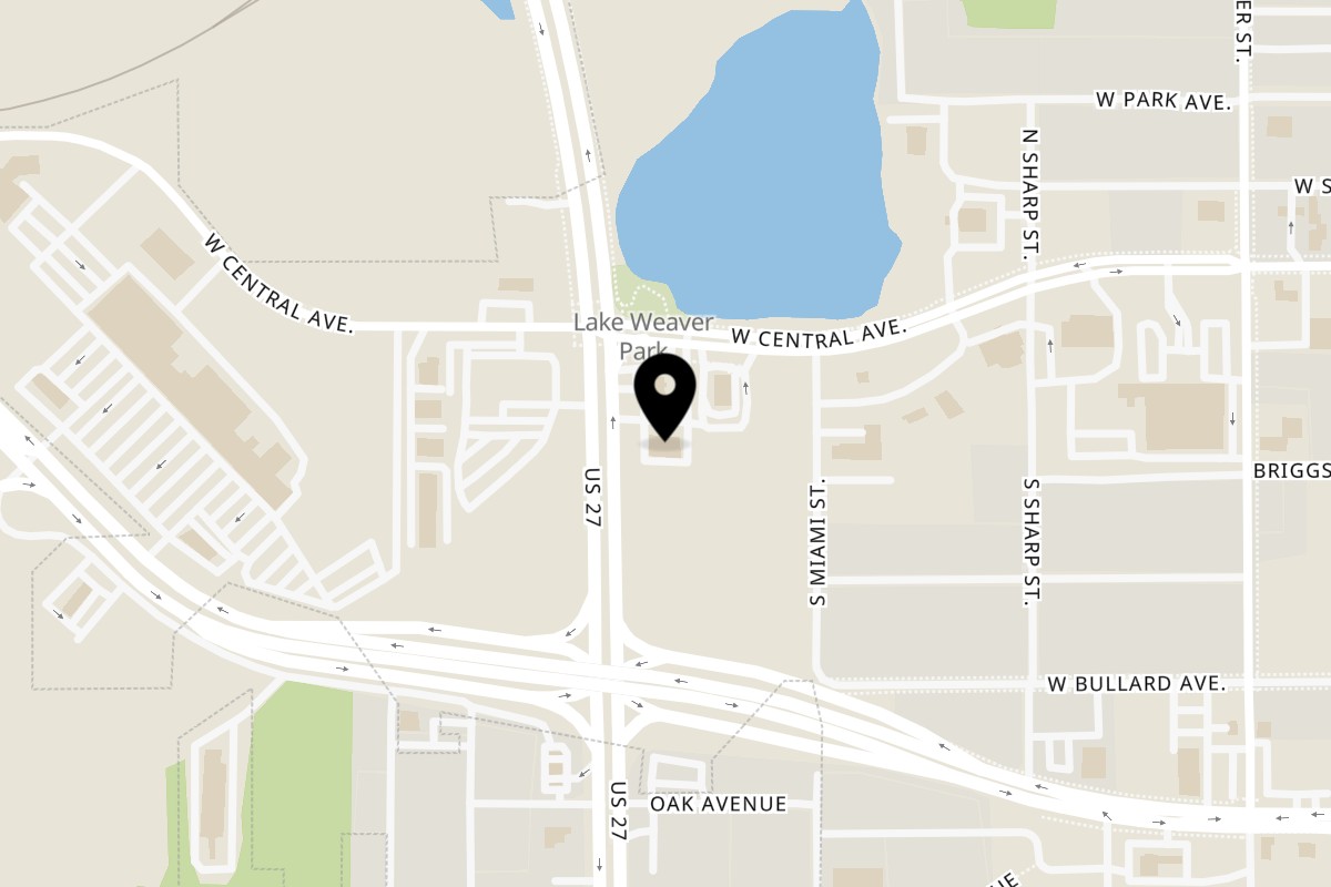 Map showing the location of Woody's Bar-B-Q Lake Wales on 19501 US-27 in Lake Wales