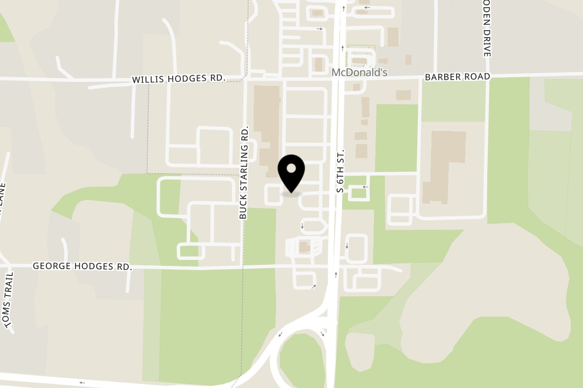 Map showing the location of Woody's Bar-B-Q Macclenny on 1482 S 6th St in Macclenny